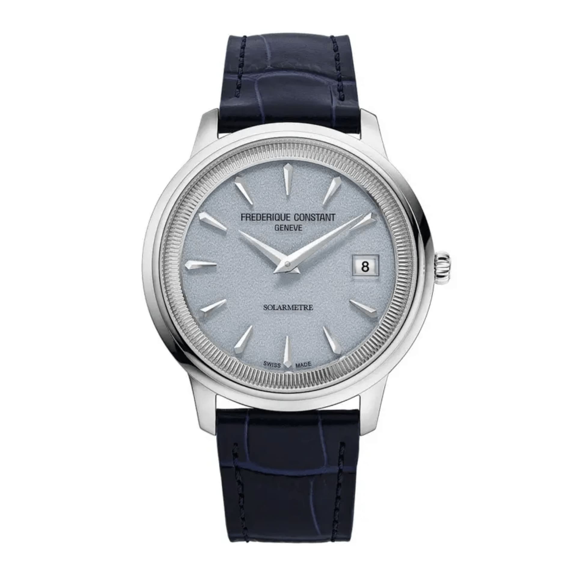 Frédérique Constant Montre Frédérique Constant Classics Moneta Solarmetre quartz cadran bleu bracelet cuir 39 mm