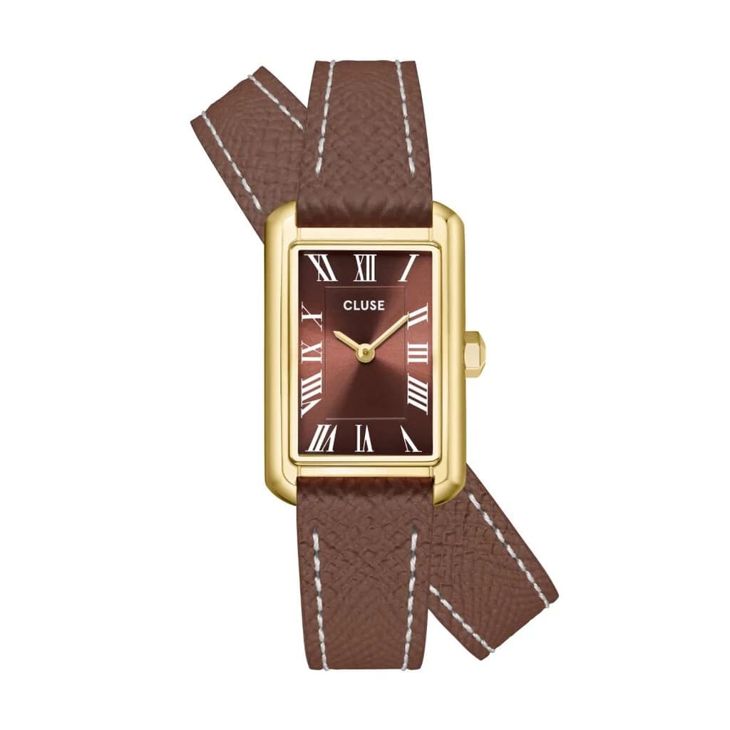 Cluse Belisenna Watch Double Leather, Mocha, Gold Colour
