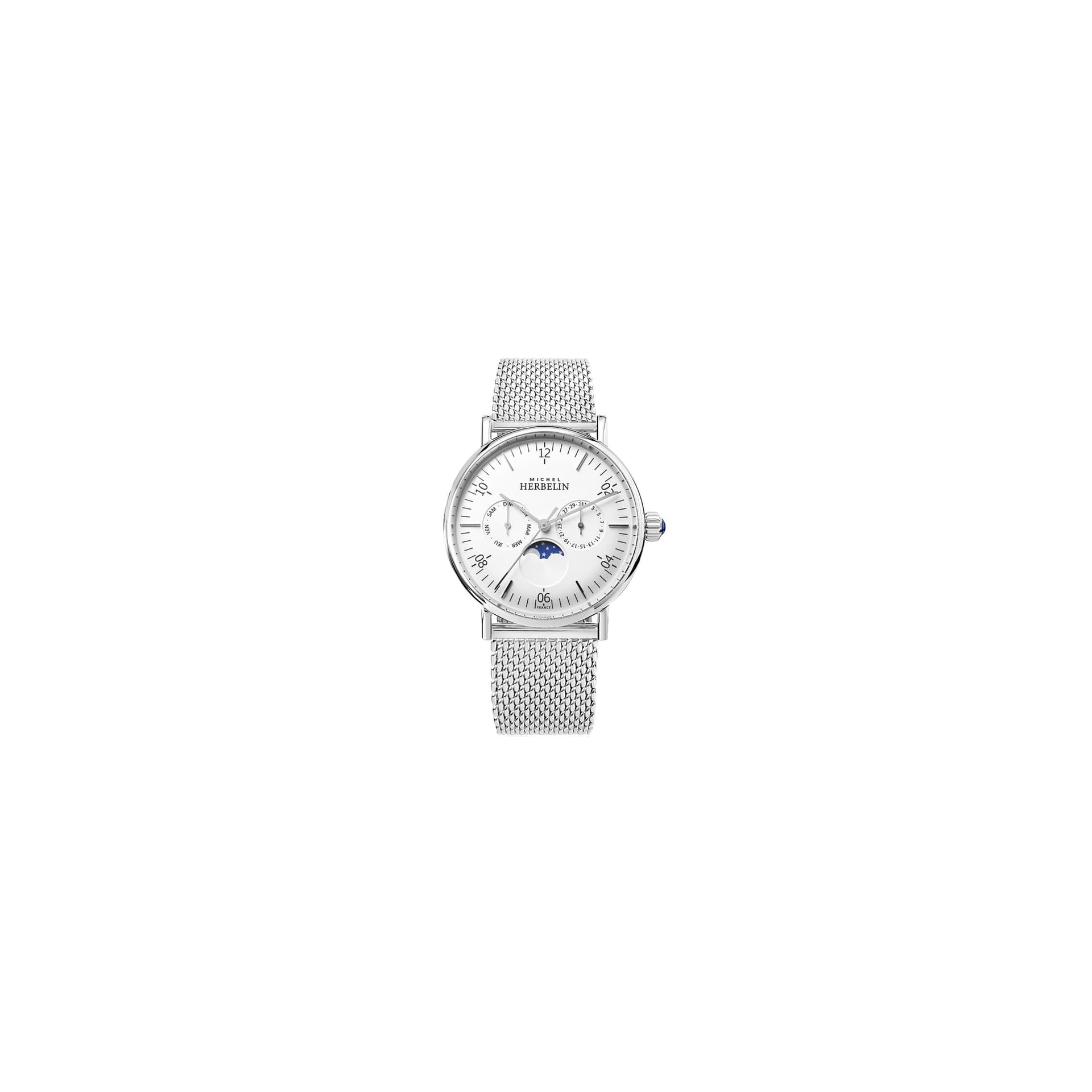 Michel Herbelin Montre Herbelin Inspiration Quartz Cadran Blanc Bracelet Acier Maille Milanaise - 12747/AP11B