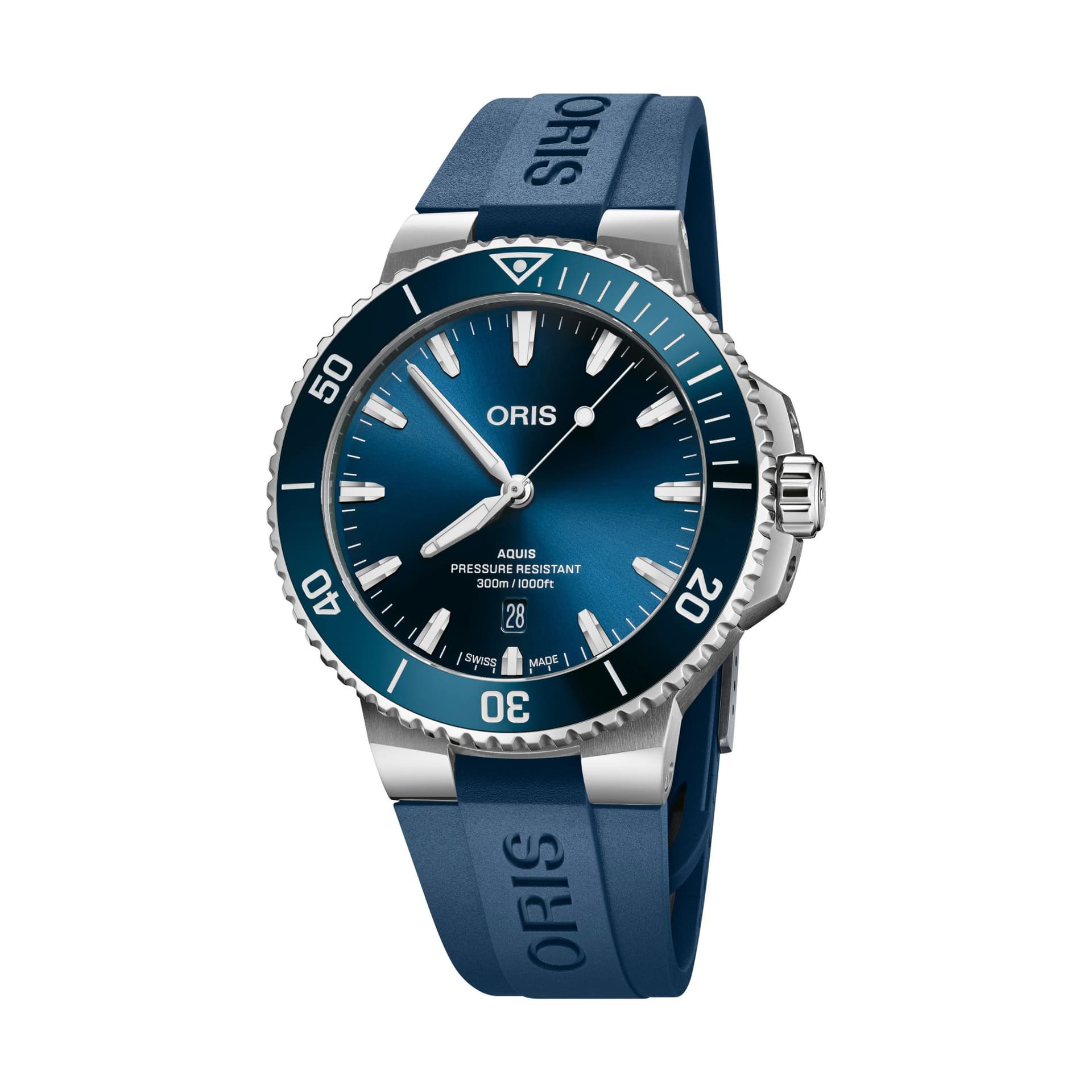 Oris Montre Oris Plongée Aquis Date Calibre 733 automatique cadran bleu bracelet caoutchouc bleu 43,5 mm