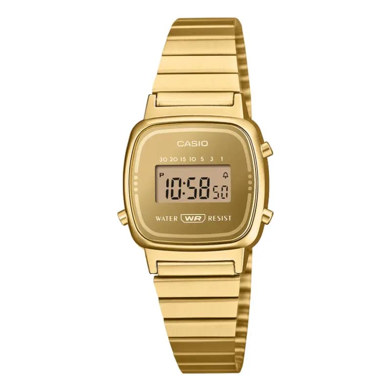 Casio LA670WEGS — cadran doré et bracelet jaune