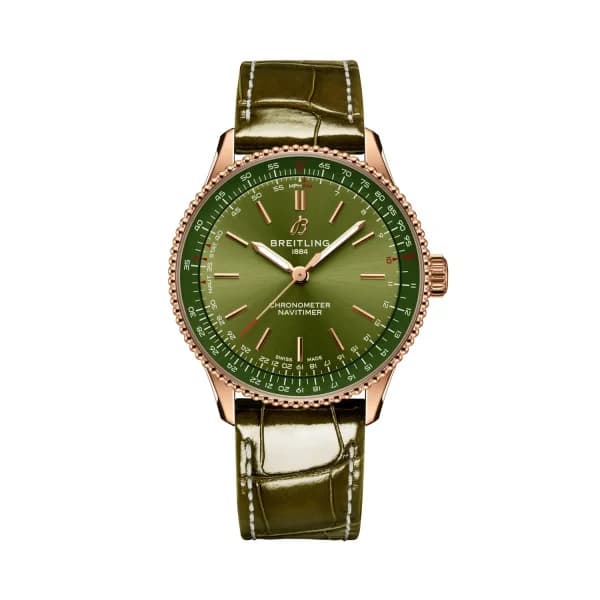 Breitling Montre Breitling Navitimer Automatic 36 Cadran Vert Bracelet Cuir d’alligator