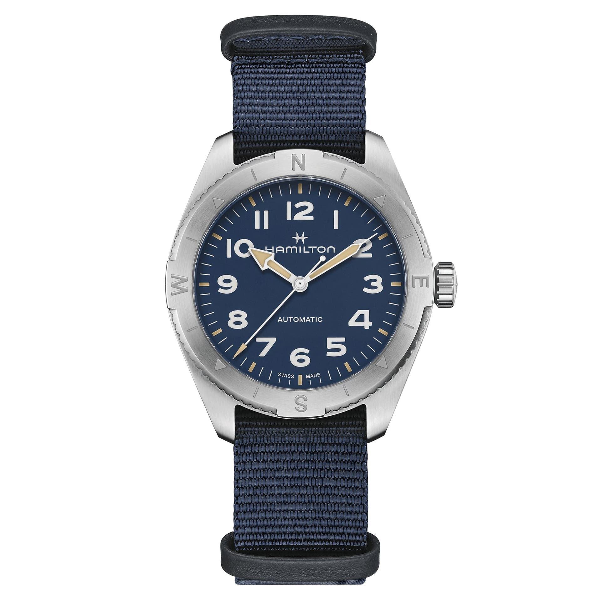 Hamilton Montre Hamilton Khaki Field Expedition automatique cadran bleu bracelet NATO bleu 41 mm