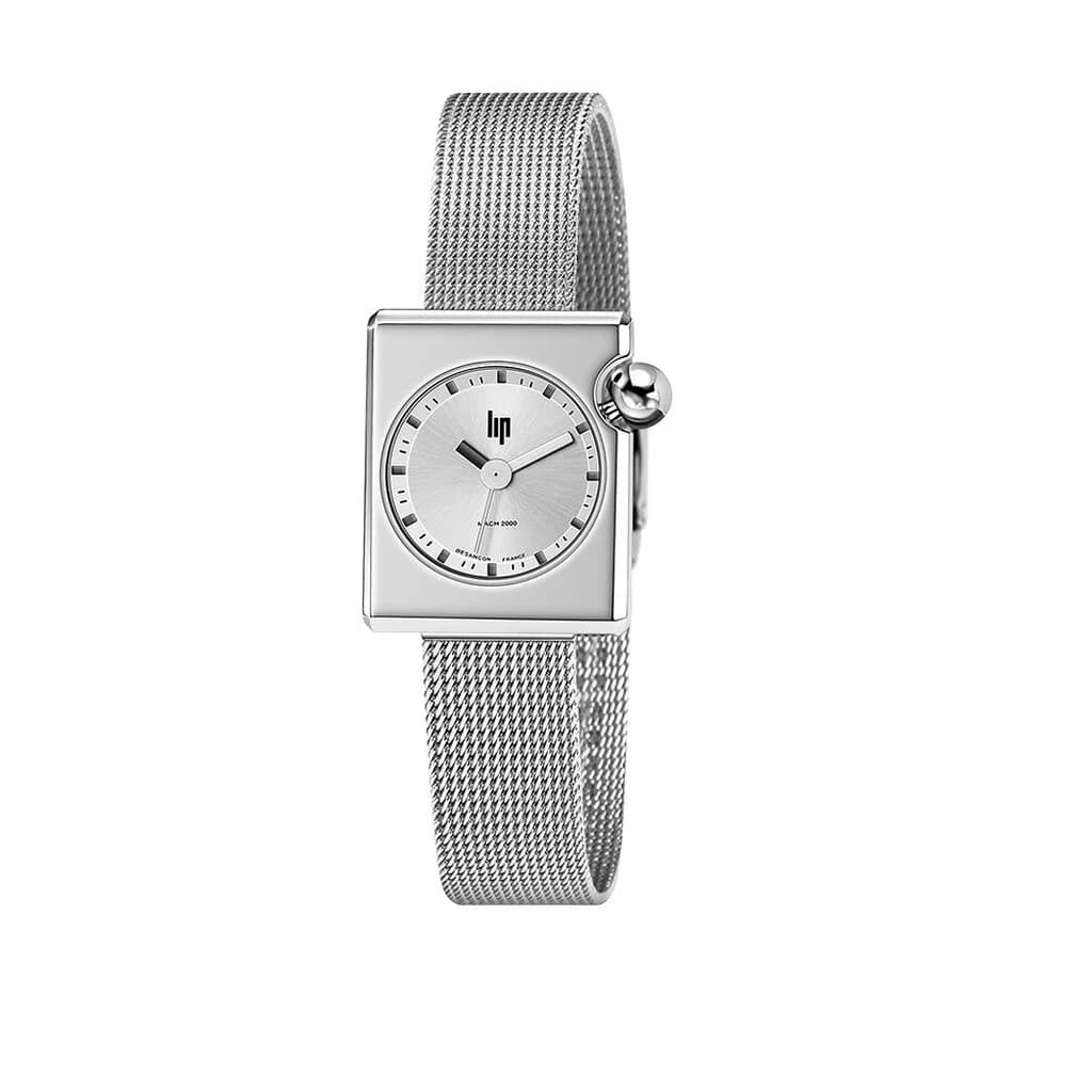 Lip Montre Lip Mach 2000 Mini Square - - cadran Argent- 30 x 28 mm - Acier -671172