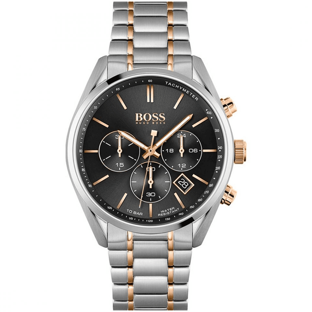 Hugo Boss Montre Boss en Acier Argenté et Doré Rose