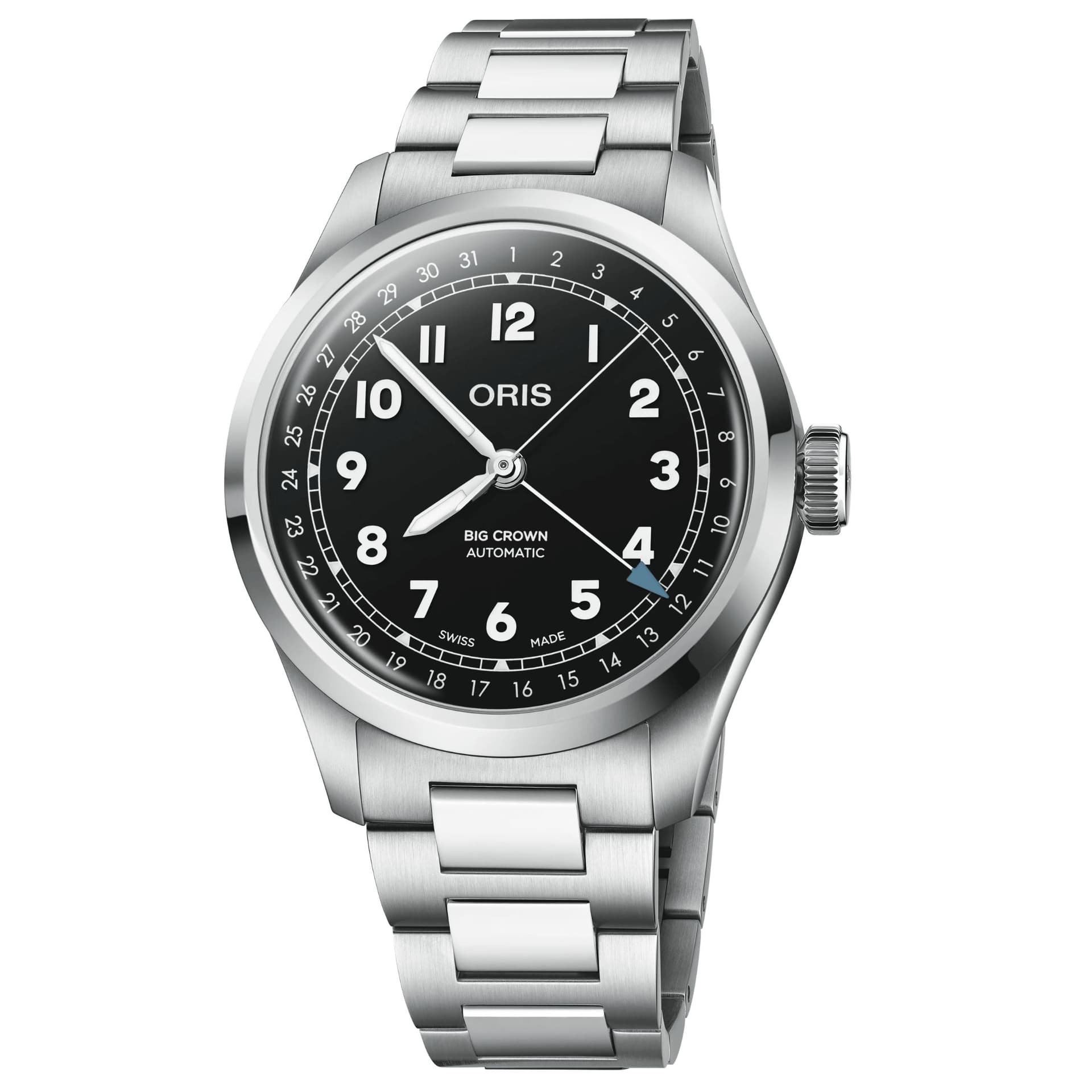 Oris Montre Oris Big Crown Pointer Date automatique cadran noir bracelet acier 40 mm