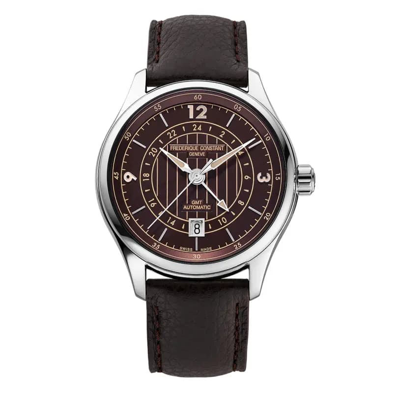 Frédérique Constant Montre Frédérique Constant Runabout GMT Automatique Cadran Marron Bracelet Cuir - FC-350RBR5B6