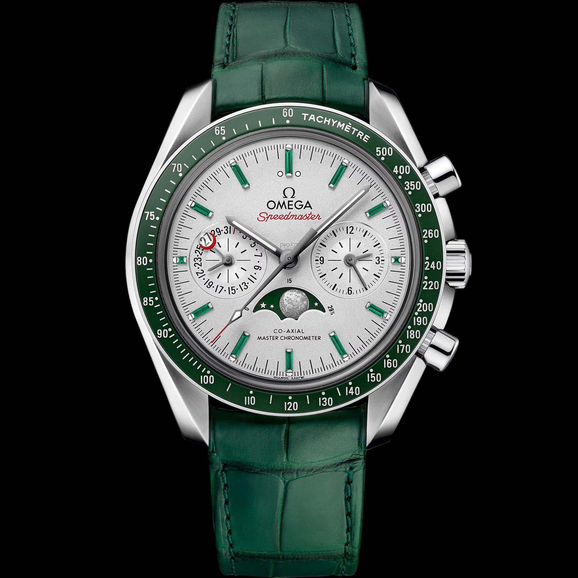 Omega Speedmaster 44,25 mm, platine sur bracelet en cuir