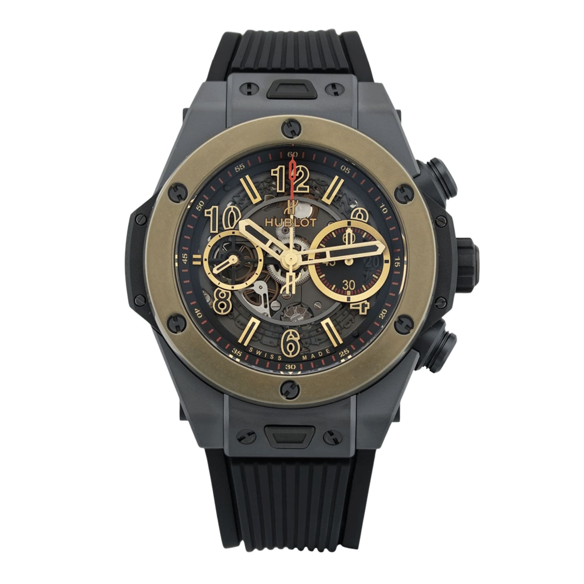 Hublot Montre Hublot Big Bang Unico 45 Black Ceramic &amp; Magic Gold automatique 45 mm Full Set 2018