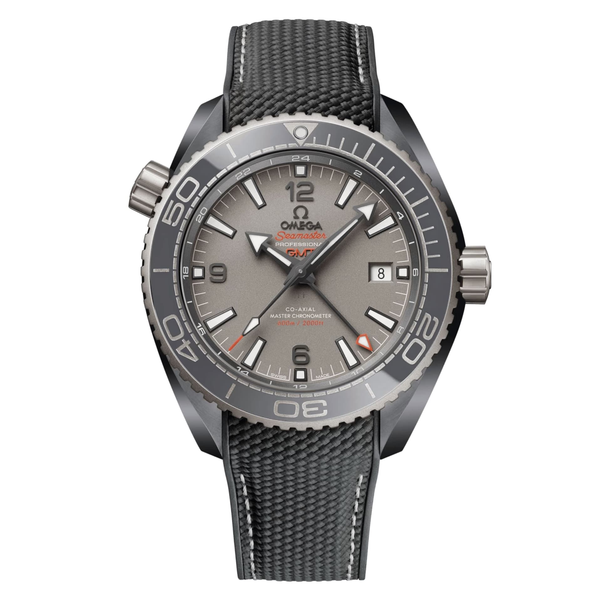 Omega Montre Omega Seamaster Planet Ocean 600m Master Chronometer GMT "Dark Grey" céramique bracelet caoutchouc 45,5 mm
