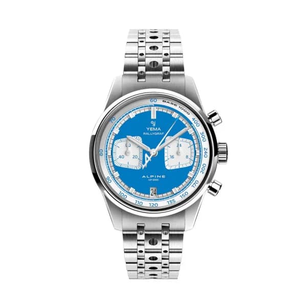 Yema Montre Yema Rallygraf Meca Quartz Alpine Cup Series Cadran Bleu Chrono Blanc