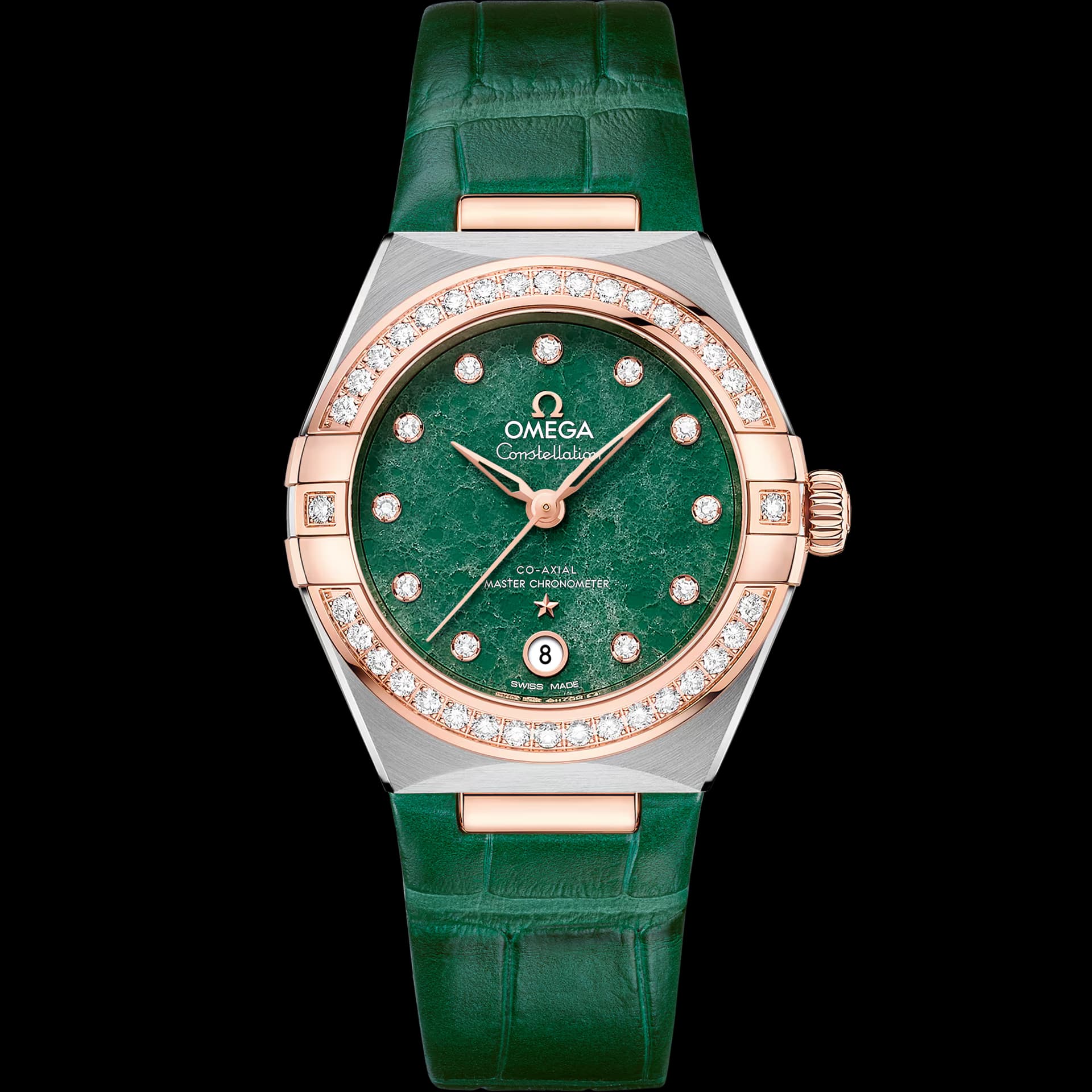 Omega Constellation 29 mm, acier - or « Sedna™ » sur bracelet en cuir
