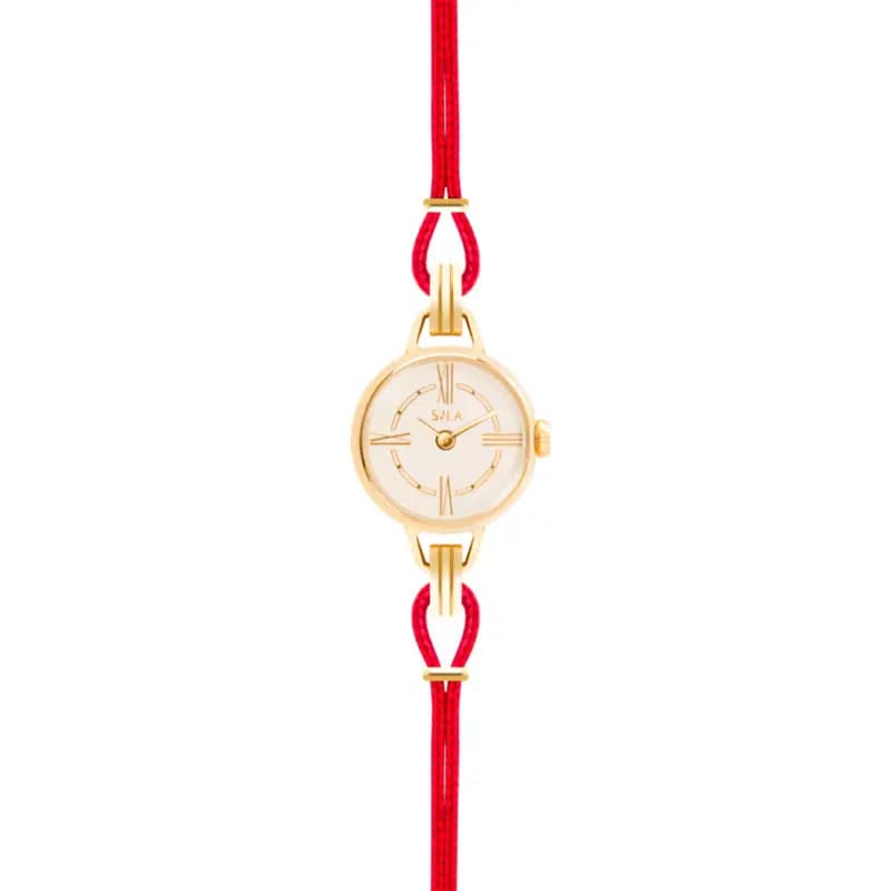 Sila Paris Montre à Bracelet Interchangeable Coloris Or Jaune & Cordon Rouge Passion