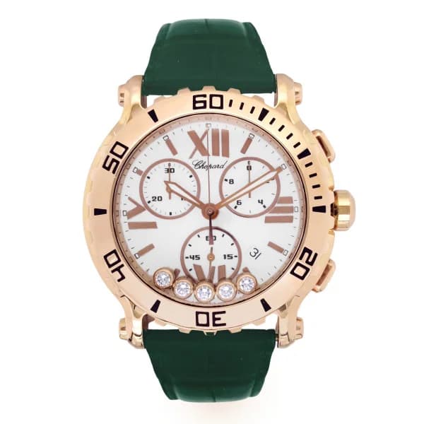 Daniel Gérard Montre Occasion Chopard Happy Sport Or Rose 5 Diamants Mobiles