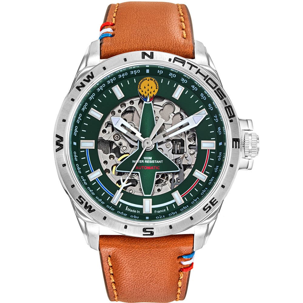 Patrouille de France Montre Automatique Patrouille de France Collection Athos 8 en Cuir Marron