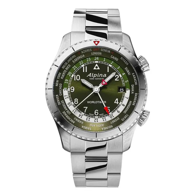 Alpina Montre Alpina Startimer Pilot Quartz Worldtimer 41 mm- AL-255GR4S26B