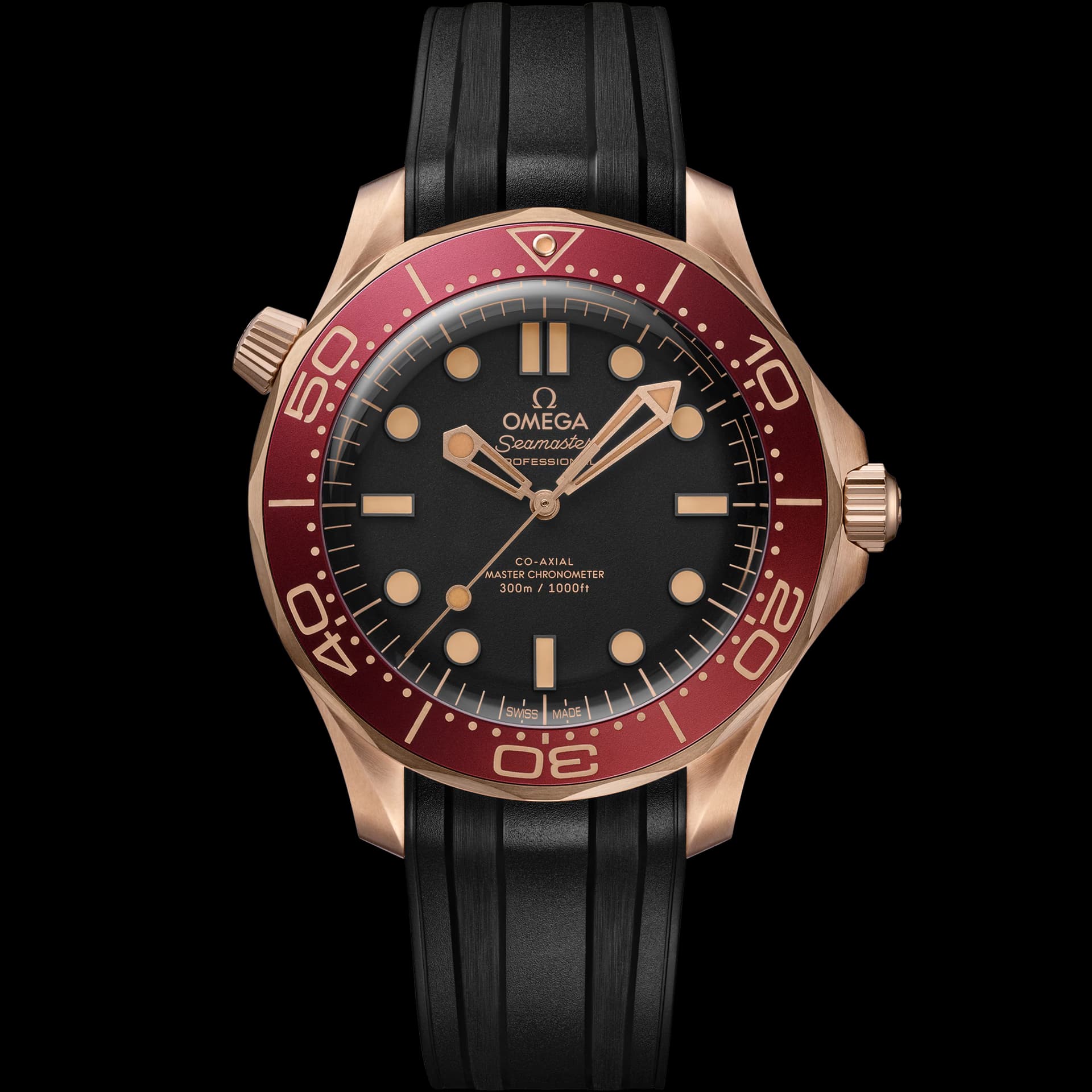 Omega Seamaster 42 mm, Bronze gold sur bracelet caoutchouc