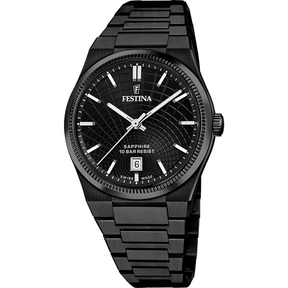 Festina Swiss Made Montre Festina en Acier et PVD Noir