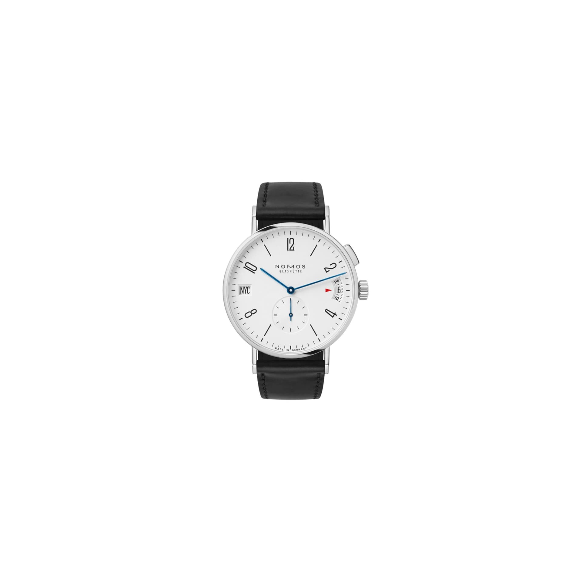 Nomos Montre NOMOS Tangomat GMT automatique fond saphir bracelet cuir véritable noir 40 mm