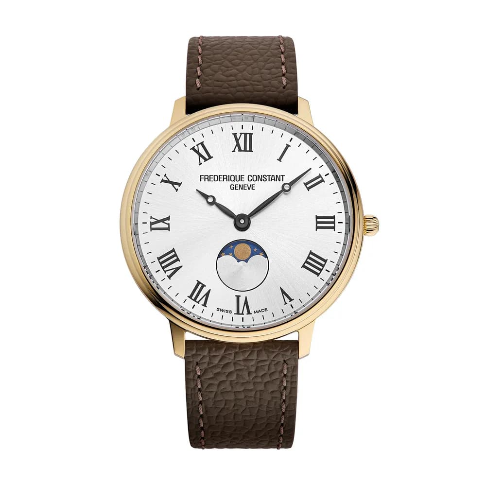 Frédérique Constant Montre Frédérique Constant Classics Moneta MoonPhase Quartz Cadran Blanc Bracelet Cuir - FC-206RS3S5