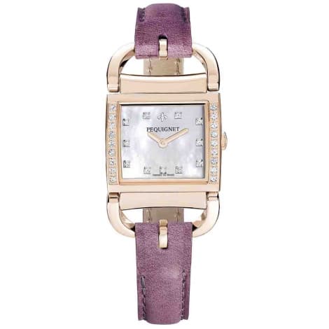 Pequignet E. Montre Pequignet Attellage Quartz - Cadran Nacre Blanc - Bracelet Violet - 5896509CD-CV