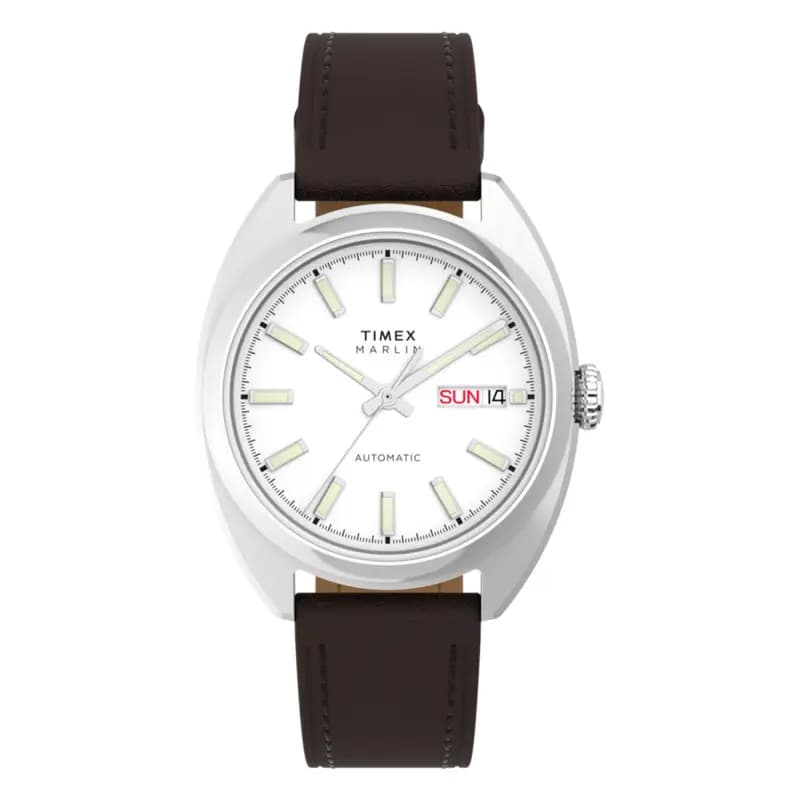 Timex Montre Marlin Draper Automatic 37mm Leather Strap Watch TW2Y65200
