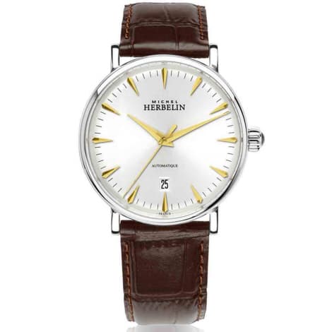 Michel Herbelin Montre Herbelin Inspiration Automatique Cadran Argent Bracelet Cuir - 1647/T11MA