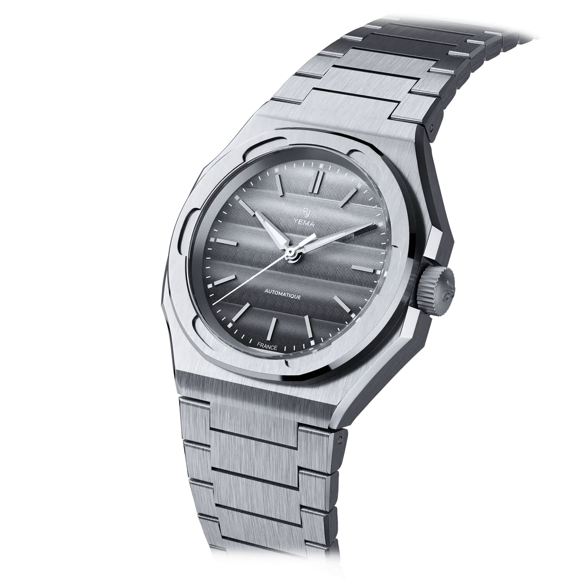 Yema Montre Yema Wristmaster Traveller automatique cadran gris bracelet acier 39 mm