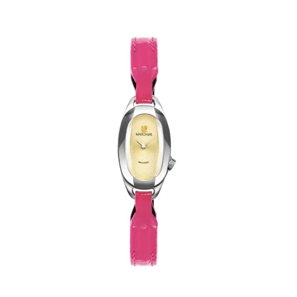 March LA.B Montre MARCH LA.B Oblongue Cléa Vincent Bracelet Cuir Vinyle Rose