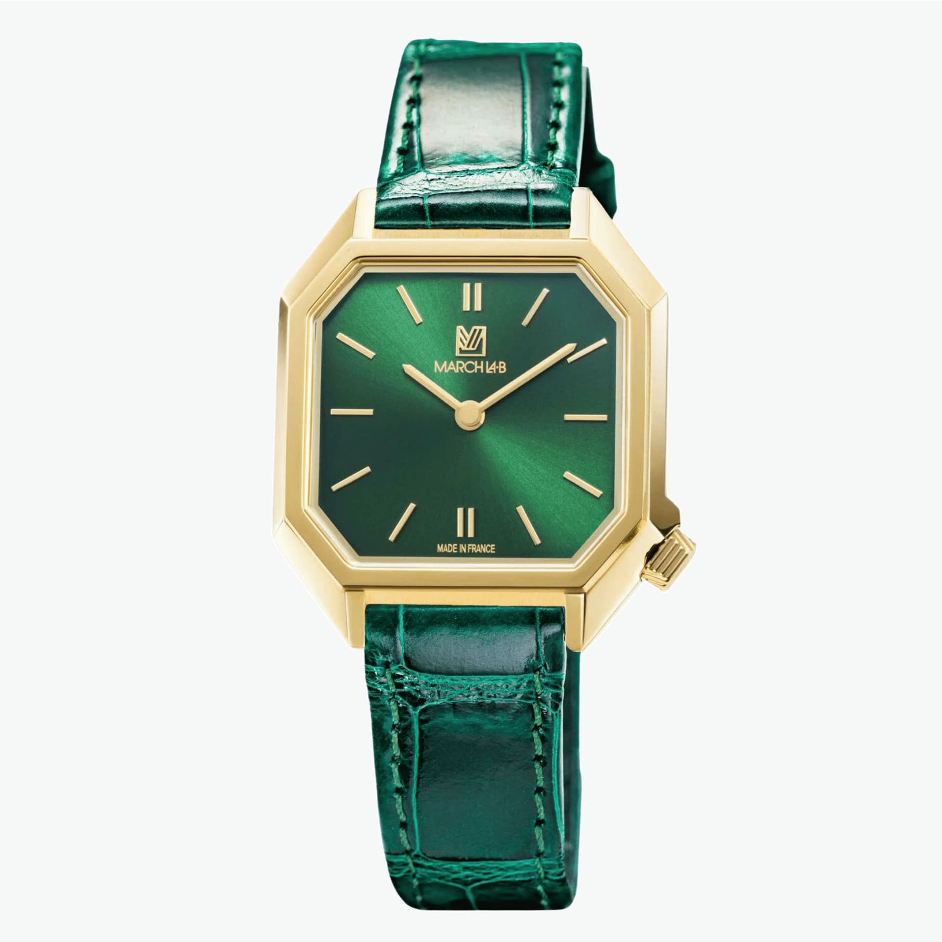 March LA.B Montre March LA.B Milady Mansart Electrique Emerald quartz bracelet alligator vert 28 mm