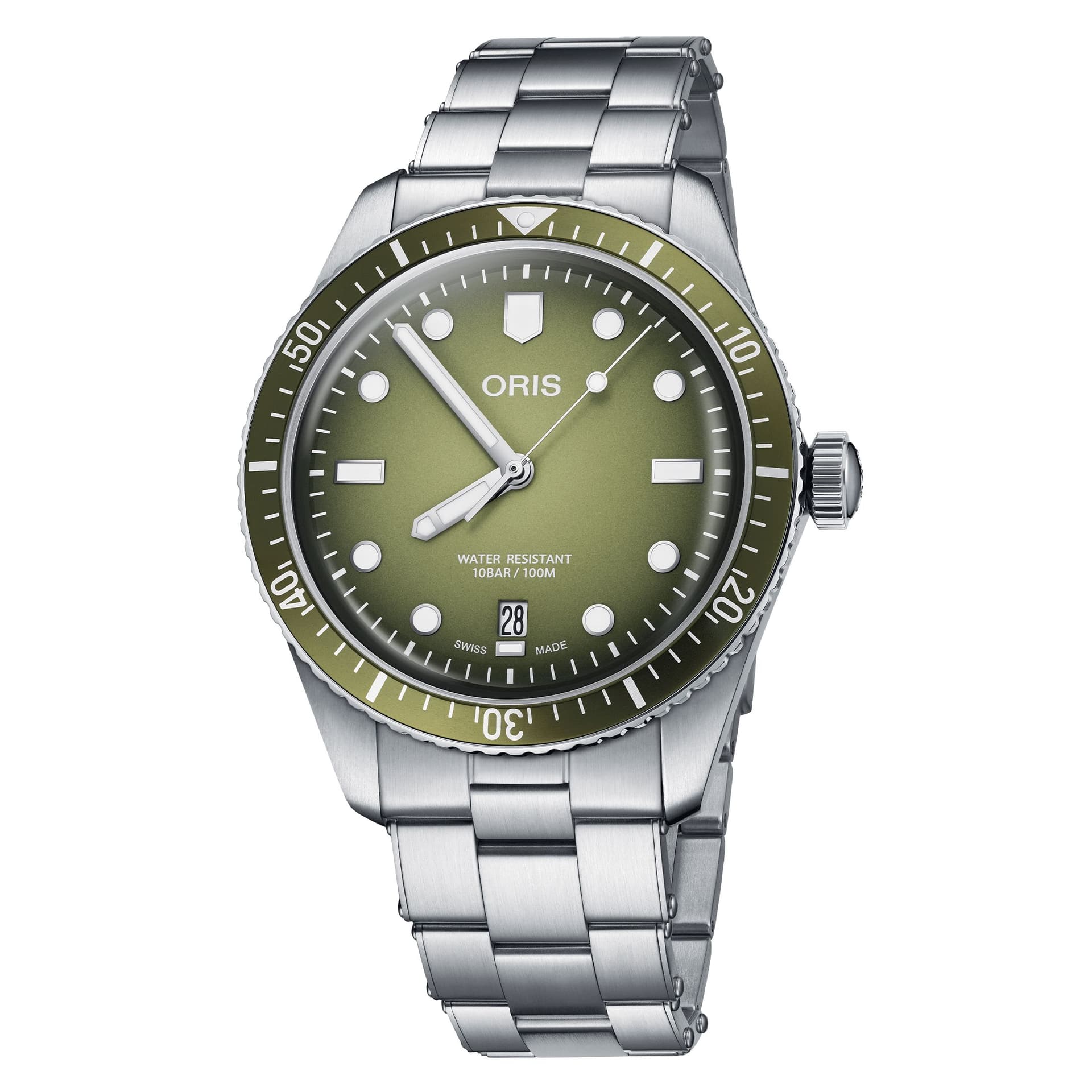 Oris Montre Oris Plongée Divers Sixty-Five Date automatique cadran vert bracelet acier 40 mm