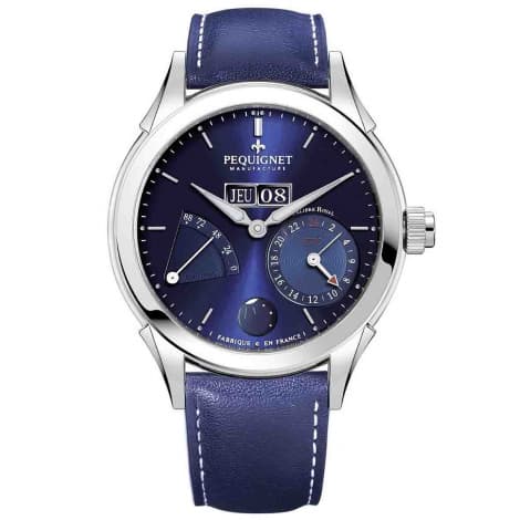 Pequignet E. Montre Pequignet Royale GMT Automatique Cadran Bleu - 9010973-CB