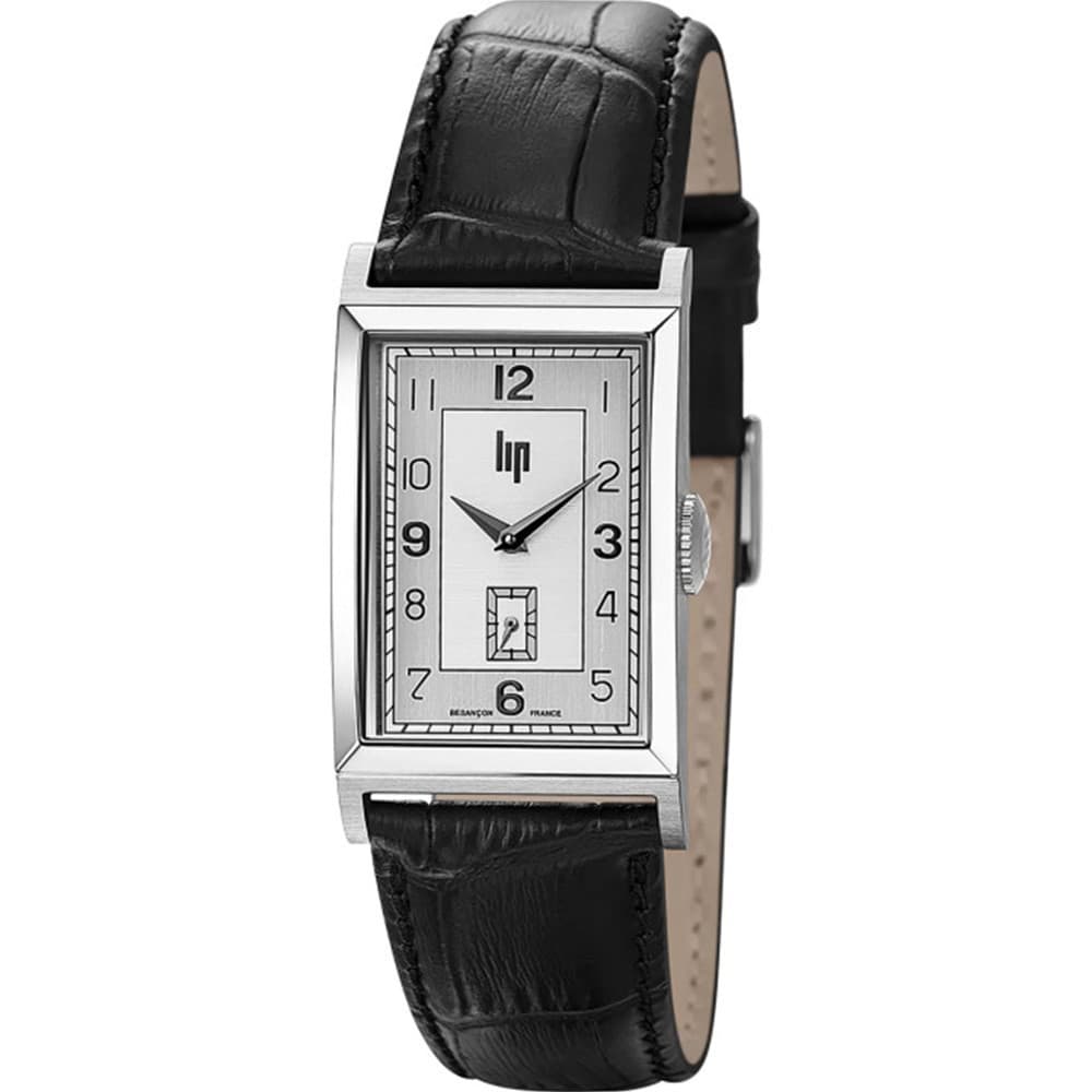 Lip Montre LIP T24 Cadran argenté bracelet cuir Noir