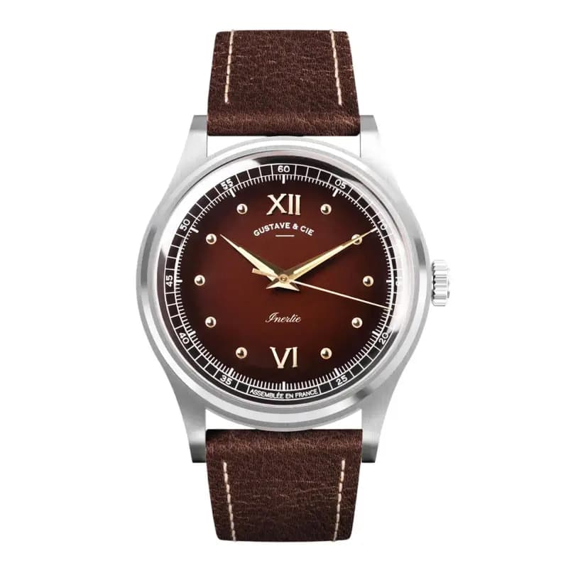 Gustave & Cie Montre Léon 12H Argent & Marron