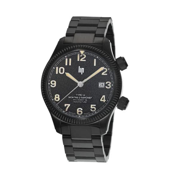 Lip Montre Lip Type 14 Automatique - Manufacture - Homme - cadran Noir- 41 mm - Acier et PVD Noir- 676033