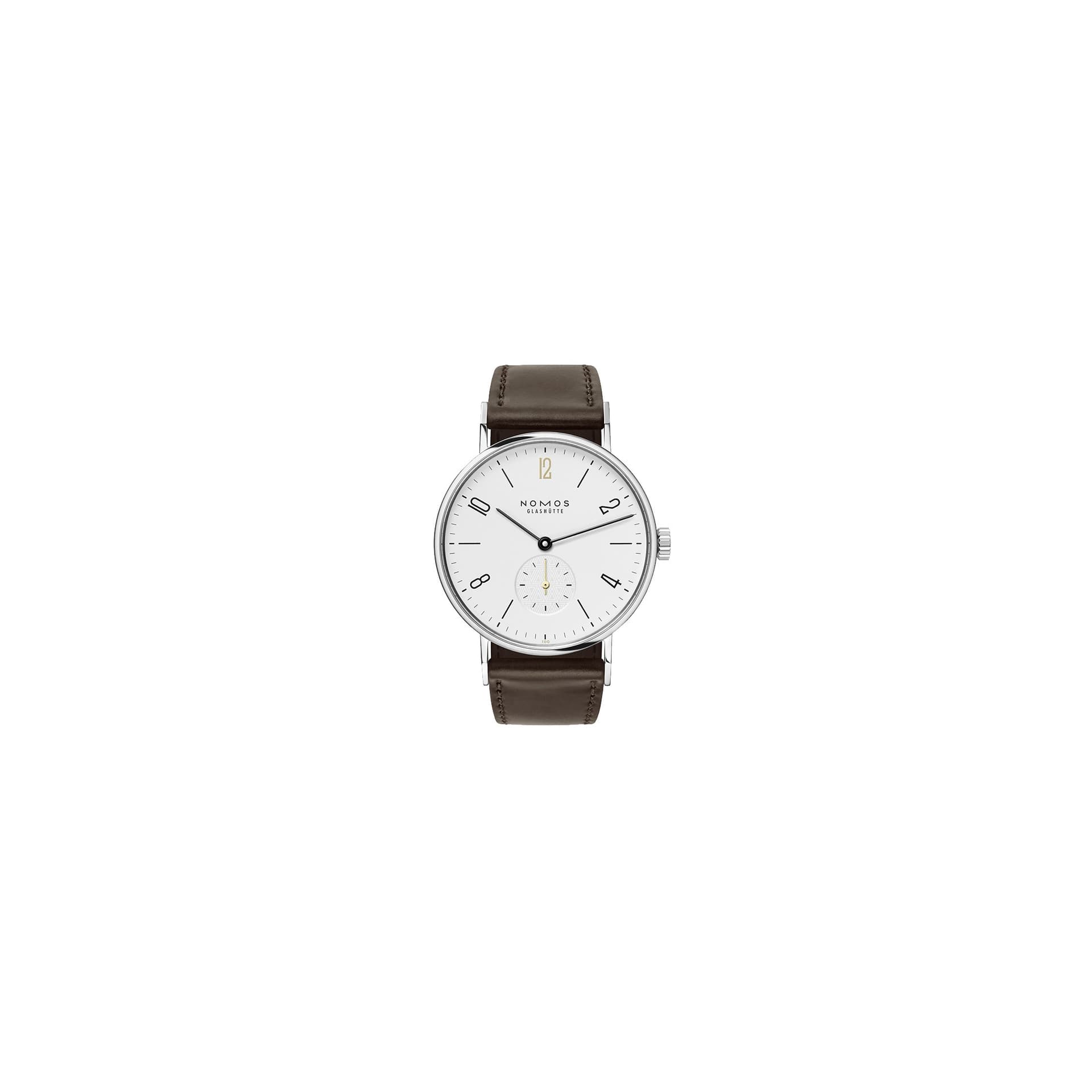Nomos Montre Nomos Tangente Edition Limitée Centenaire Lepage mécanique cadran blanc bracelet cuir marron 35 mm