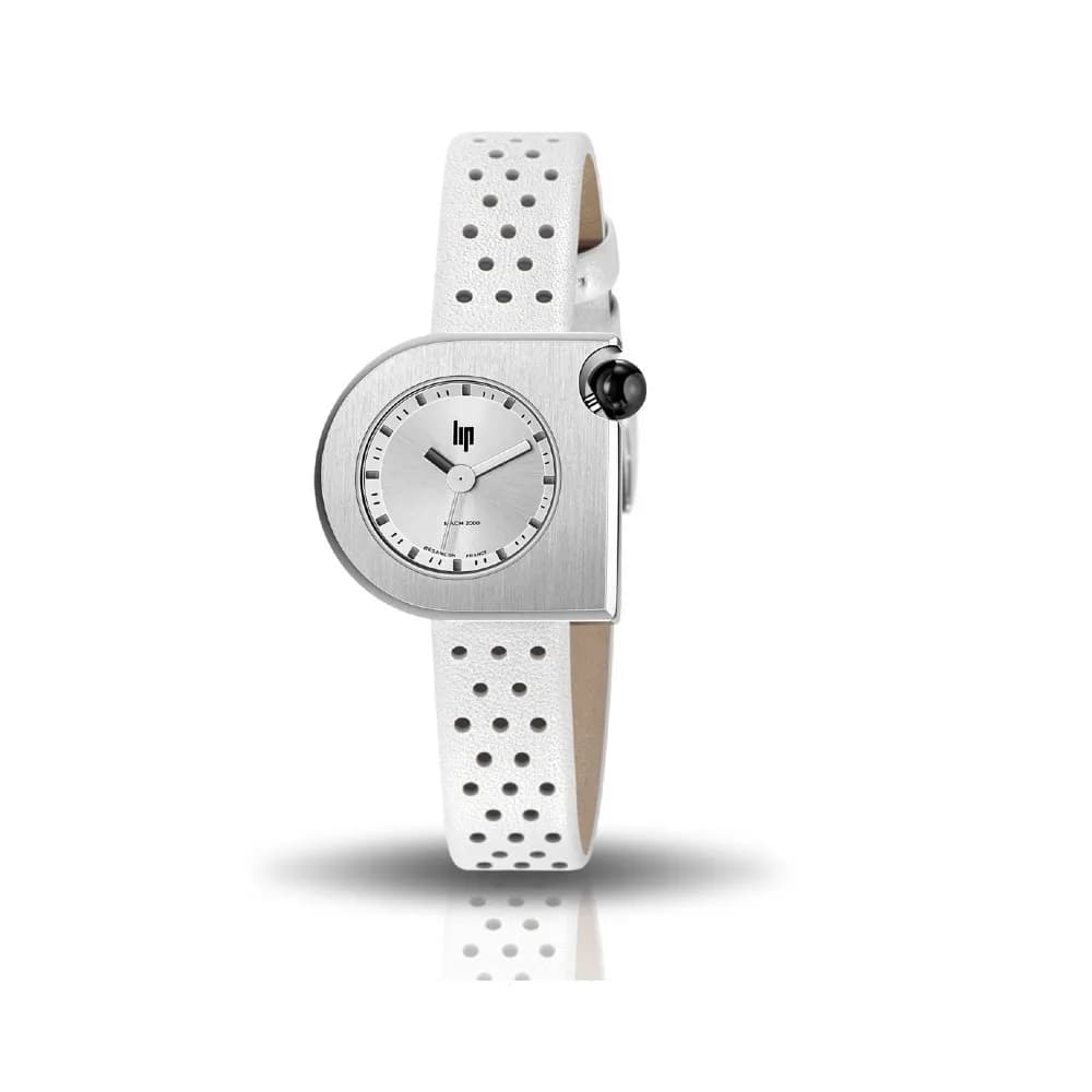 Lip Montre Lip Mach 2000 Mini Moon - - cadran Argent- 30 x 28 mm - Acier Brossé -671191