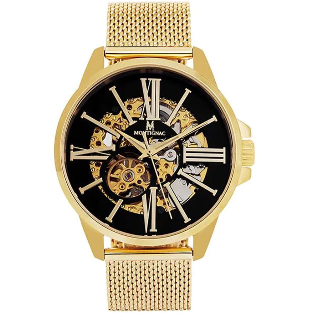 Montignac Montre Automatique Montignac Collection Rond en Acier et PVD Doré
