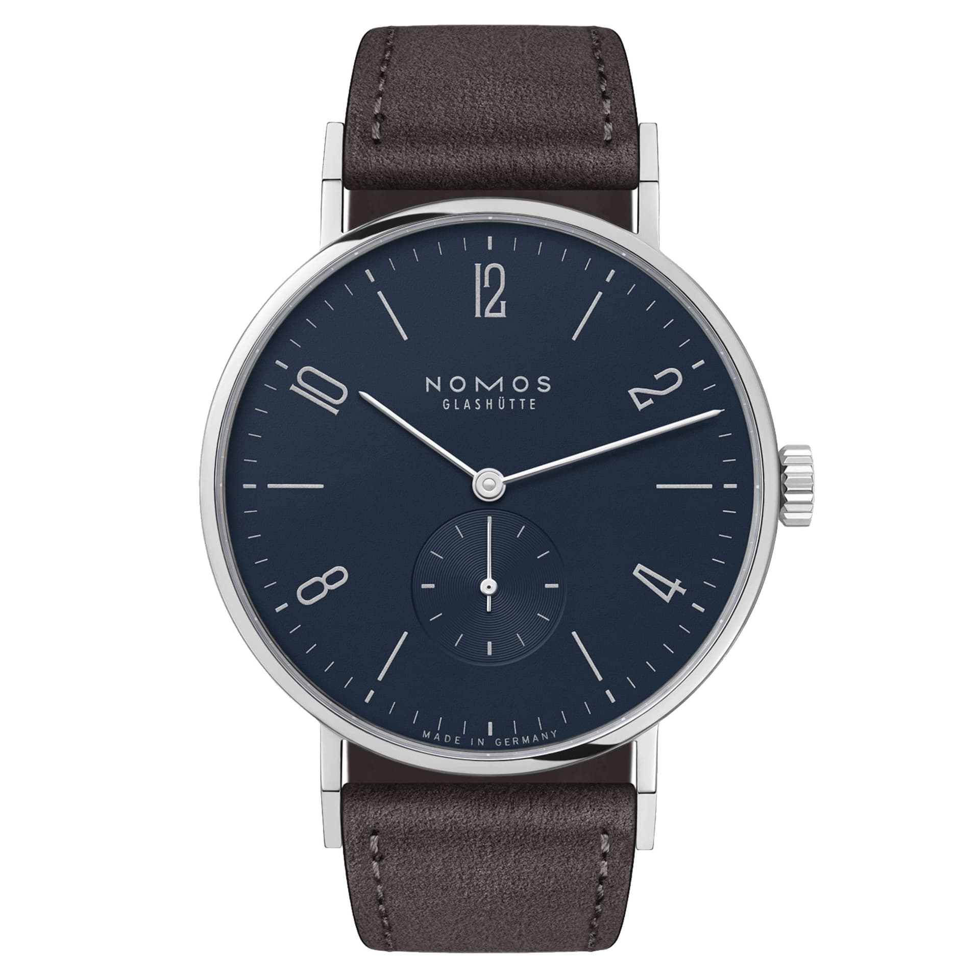 Nomos Montre NOMOS Tangente 38 mécanique fond saphir cadran bleu nuit bracelet cuir anthracite 37,5 mm