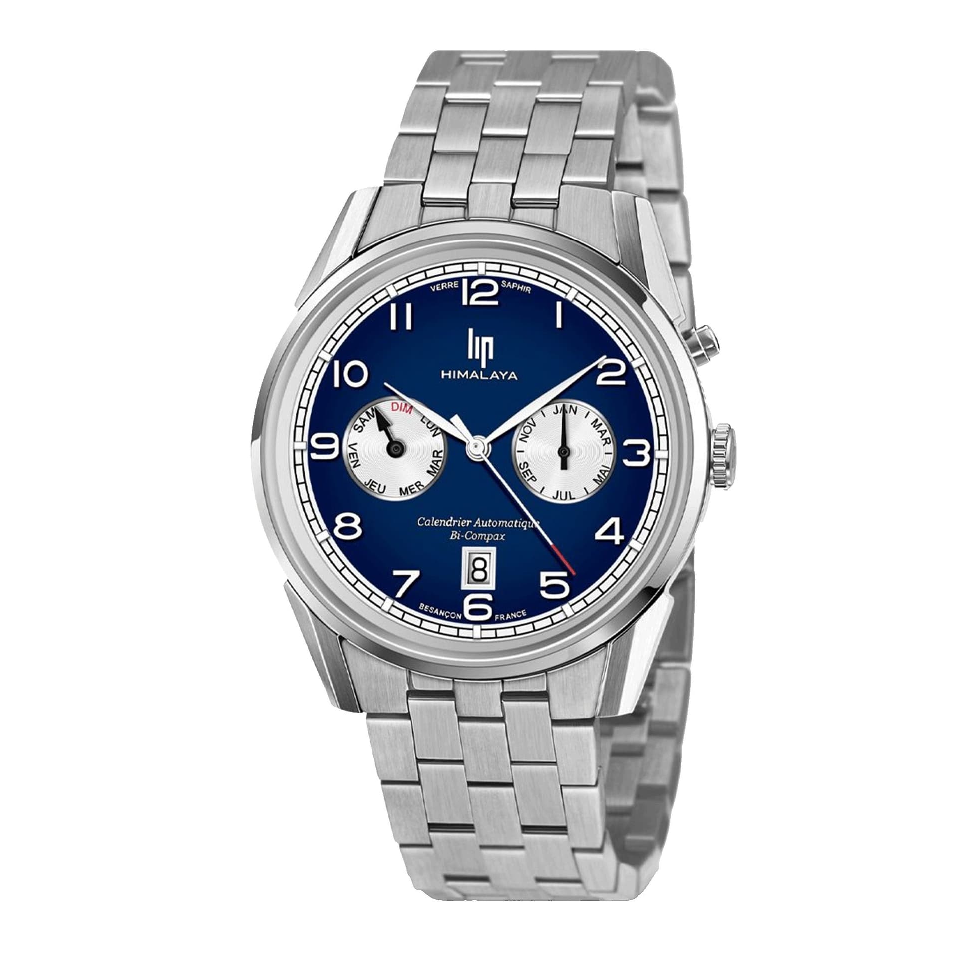Lip Montre Lip Himalaya Calendrier Automatique cadran bleu bracelet acier 40 mm