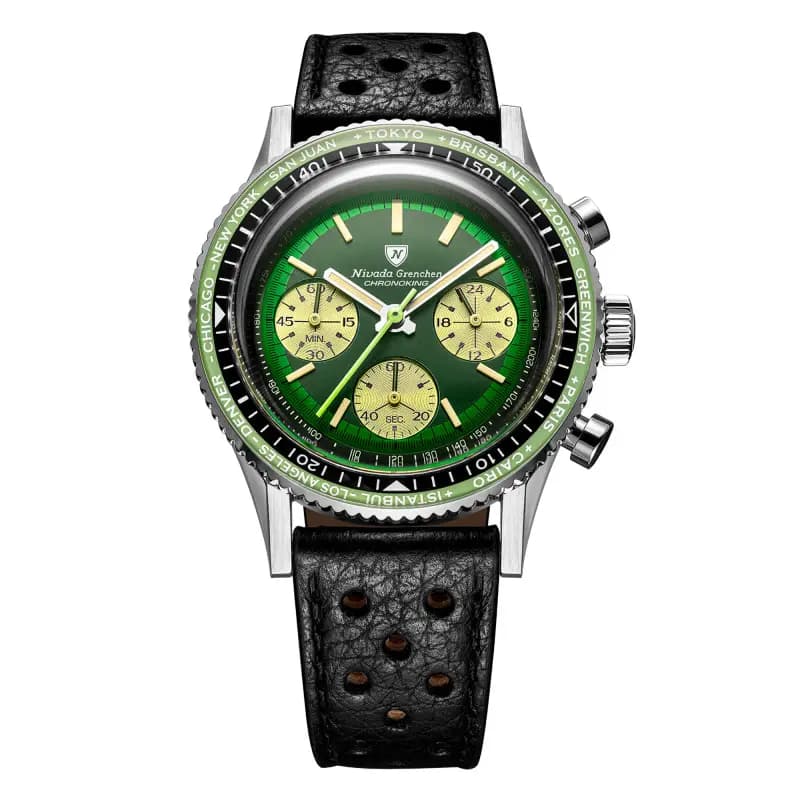 Nivada Grenchen Montre Chronoking Racing Green 87057Q - Lunettes interchangeables