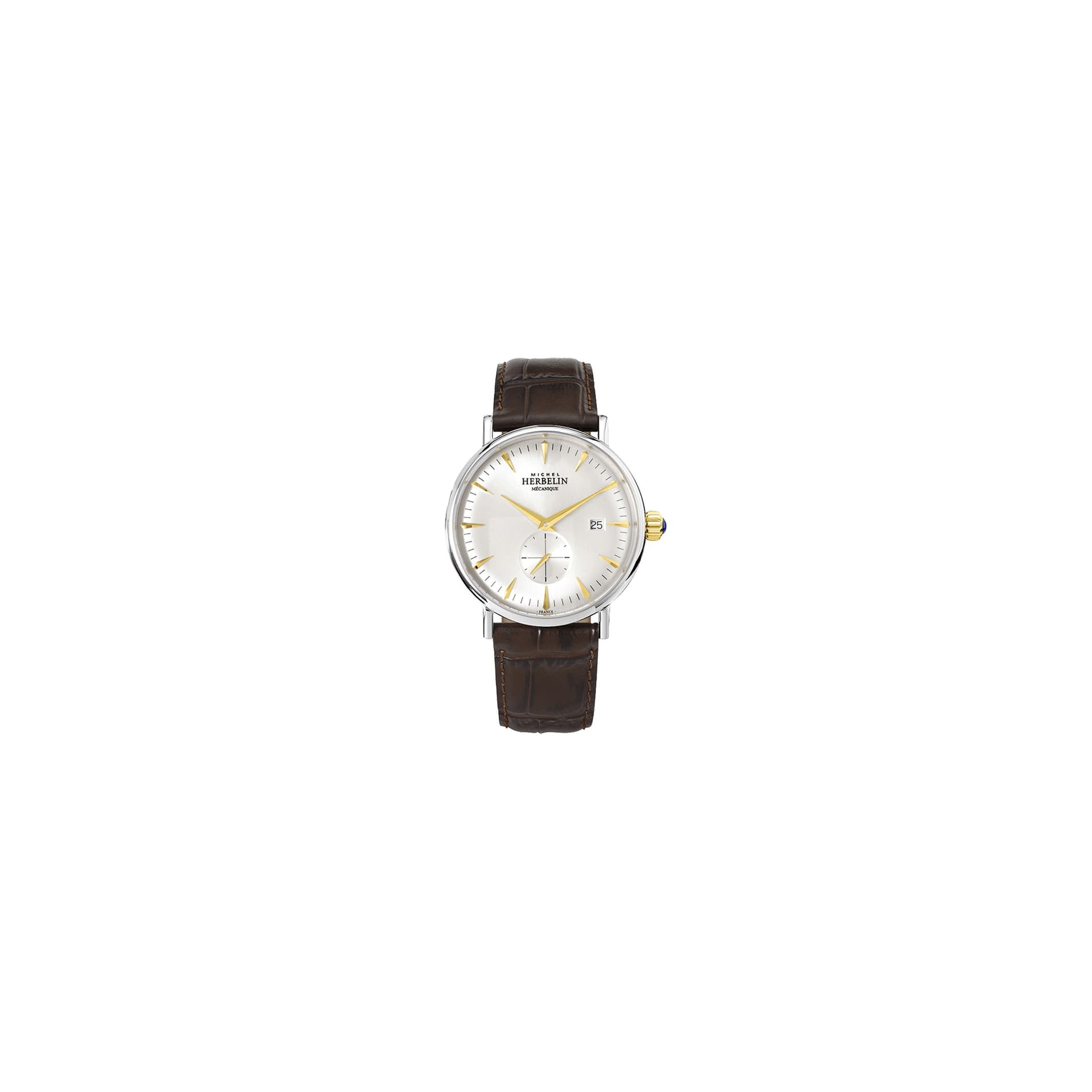 Michel Herbelin Montre Michel Herbelin Inspiration 1947 mécanique cadran argent bracelet cuir marron 40 mm
