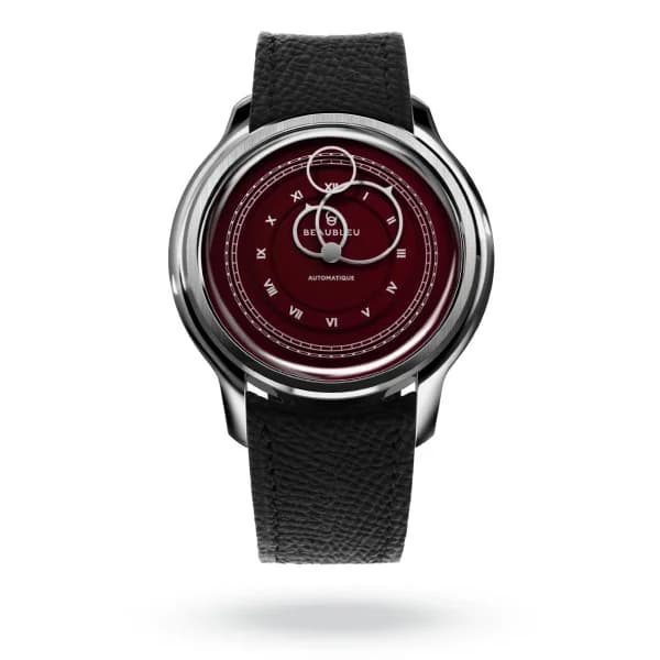 Beaubleu Montre Beaubleu la Pièce n°1 Lie de vin Bracelet Cuir Noir Grainé