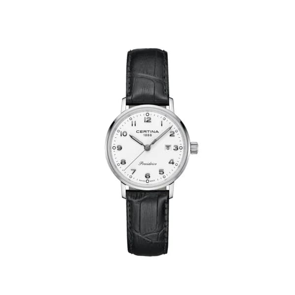 Certina Montre Certina DS Caimano Lady Quartz Cadran Blanc Bracelet Cuir