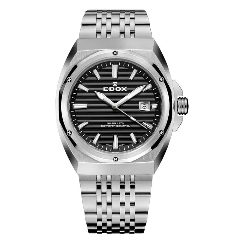 Edox Montre Delfin 1973 Date Gents 53032-3M-NIN