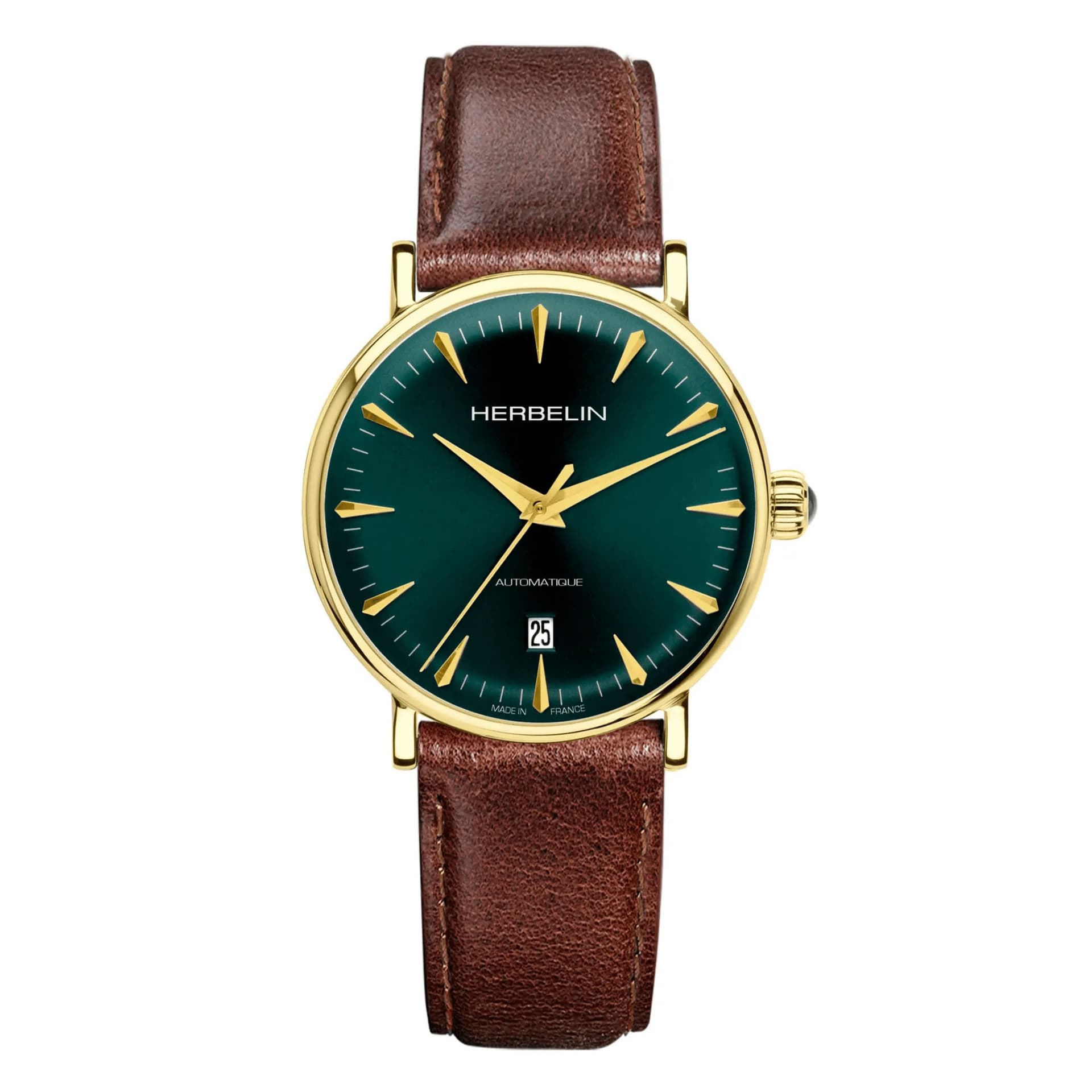 Michel Herbelin Montre Herbelin Inspiration Automatique Cadran Vert Bracelet Cuir - 1647P16BR