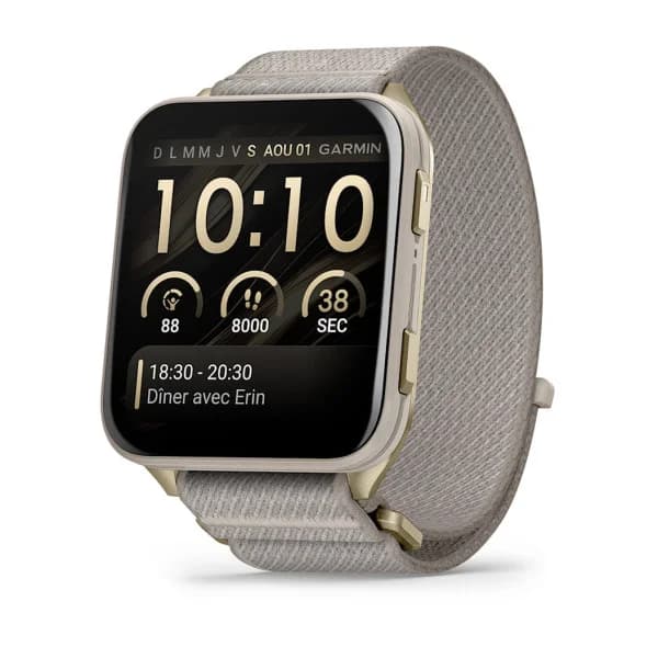 Garmin Montre Garmin Venu X1 Soft Gold Titane Gray Bracelet Nylon Lin