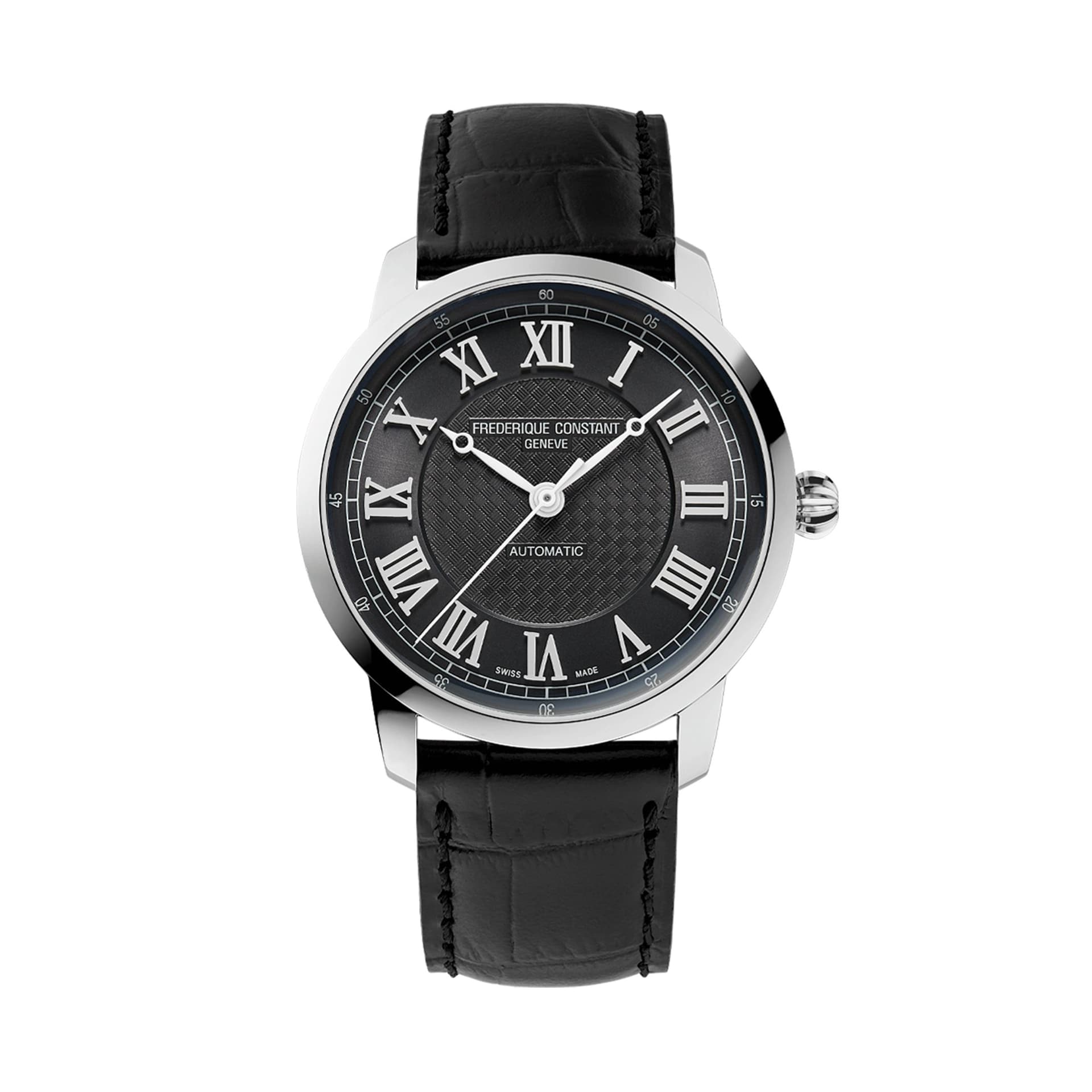 Frédérique Constant Montre Frédérique Constant Classics Première Automatique cadran noir bracelet cuir 38,5 mm