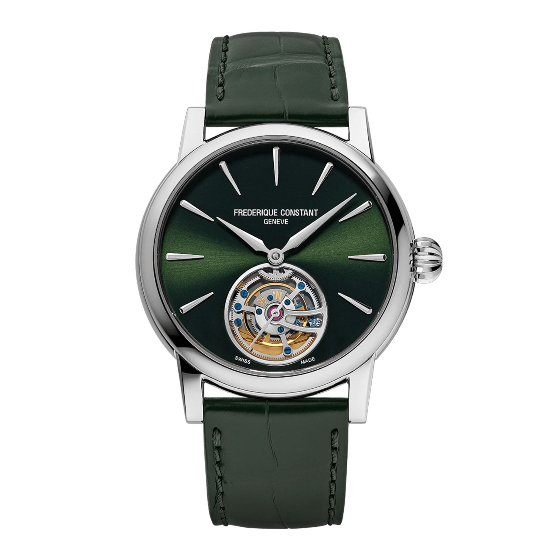 Frédérique Constant Montre Frederique Constant Classic Tourbillon Manufacture automatique cadran vert bracelet cuir 39 mm