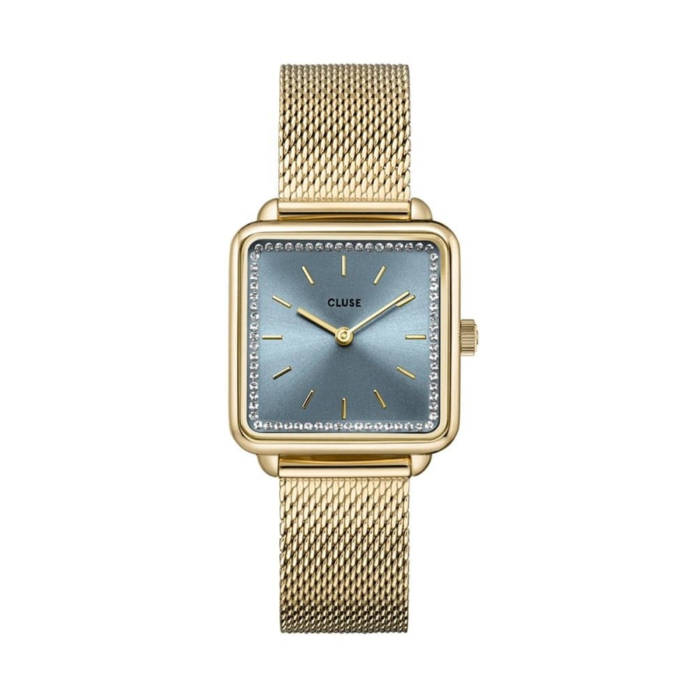 Cluse Montre Cluse Tétragone Mesh stones Light Blue, Gold Colour - 28 mm - CW10310